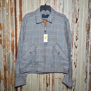 Perry Ellis Plaid Wool Blend Bomber Jacket Multi-Color Interior Lining Size M